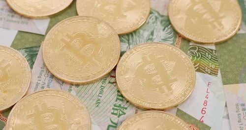 Bitcoin and Hong Kong banknote