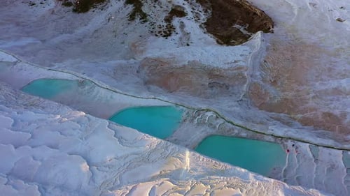 Top View of Beautiful Natural Travertine Pools and Terraces