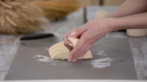 Hands Shaping Dough Ball for Baking Process