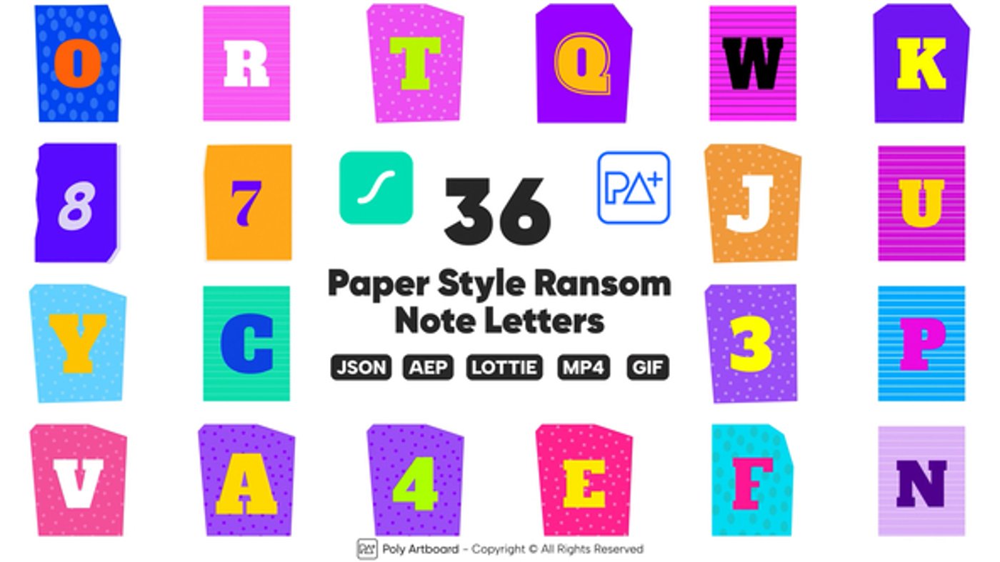Paper Style Ransom Note Lottie Alphabet, Elements ft. alphabet ...