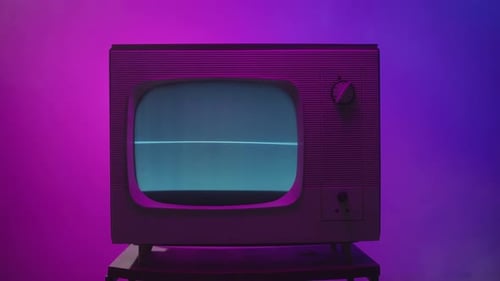 Vintage Television with Scan Lines and Distortion