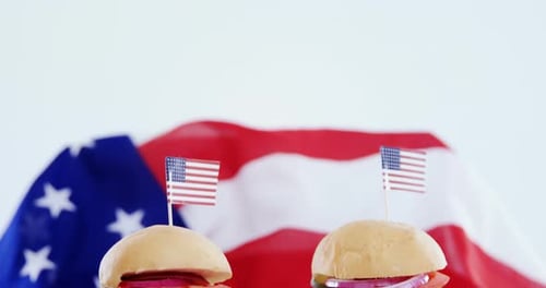 Patriotic Hamburgers with American Flag for Fourth of July