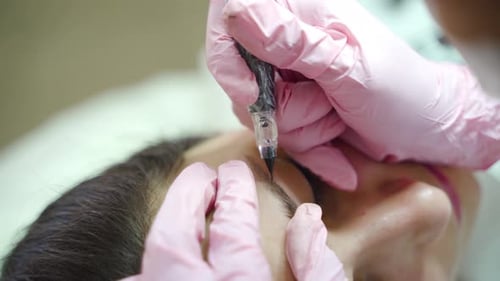 Eyebrow Tattoo Procedure, Close Up
