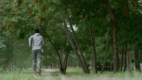 Rear View of Man Running in Park