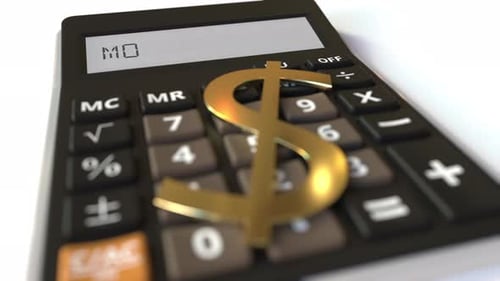 Golden Dollar Sign on Calculator Displaying Mortgage