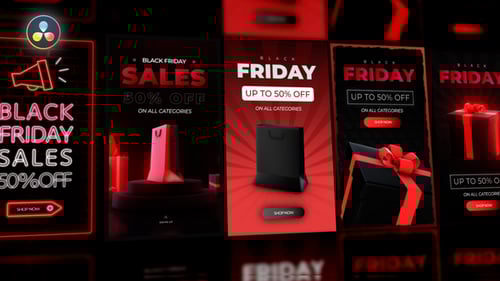 Dynamic Black Friday Sales Promotion Stories with Neon Effects