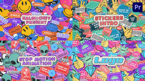 Stickers Abstract Logo Intro - Premiere Pro