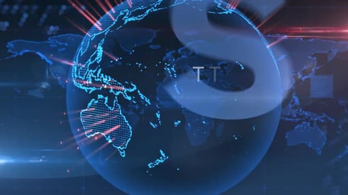 Animation of blue word Fake News with globe rotating in background