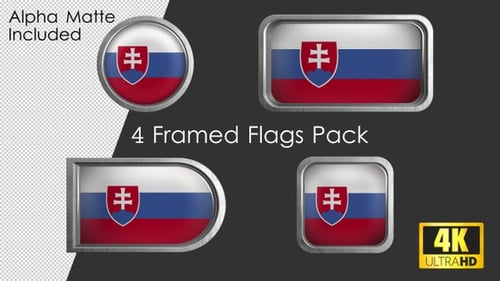 Slovakia Flag Animated in Metallic Frames Pack