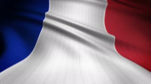 Waving French Flag Animation with Realistic Fabric Texture
