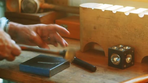 Craftswoman working in workshop