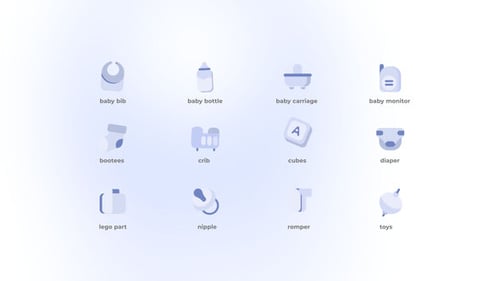 Animated Flat Design Baby Care Icons Pack