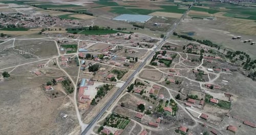Village And Vast Field Aerial View