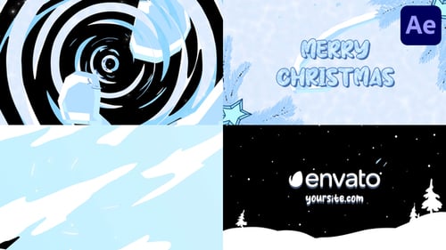 Animated Christmas Logo Reveal with Snowy Winter Scene and Bubbly Typography