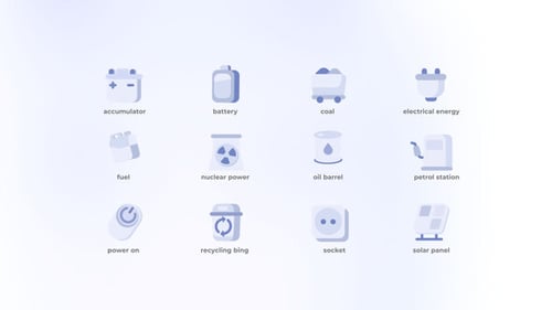 Animated Flat Icons for Power and Energy Concepts