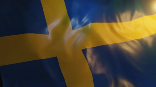 Sweden Flag Realistic Waving Animation
