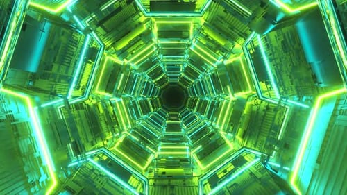 Futuristic Neon Green Blue Cyber Tunnel Animation