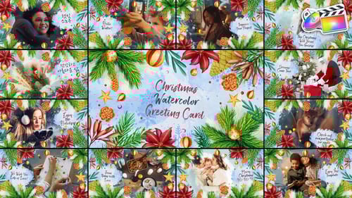 Christmas Watercolor Greeting Card for FCPX