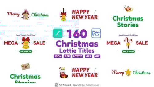 Animated Christmas and New Year Greeting Badges Pack