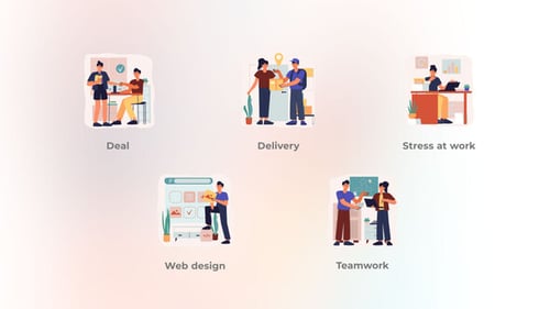 Teamwork - Flat Concept of Smiling People