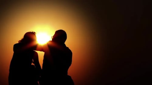 Couple Lovers Silhouette And Sun 2