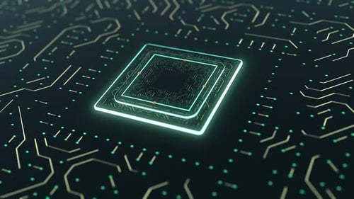Futuristic Digital Circuit Board Microchip Animation