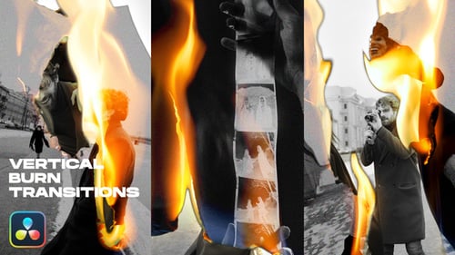 Cinematic Fire Burn Vertical Transitions for Dynamic Video Edits