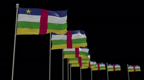 Waving Central African Republic National Flags Animation