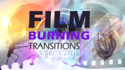Cinematic Film Burn and Glitch Video Transitions Pack