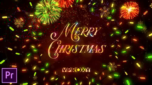 Animated Merry Christmas Greeting Card with Glowing Lights