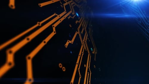 Futuristic Digital Circuit Board Flythrough Animation