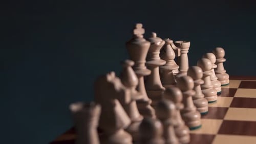 Chess Pieces Set Up on Chess Board