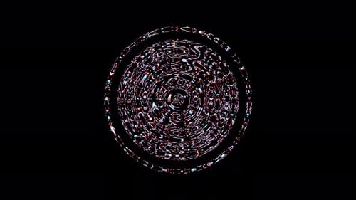 animated round shape of multicolor flashing lights, on a black background