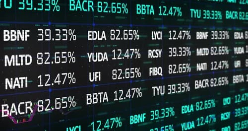 Stock market data processing against black background