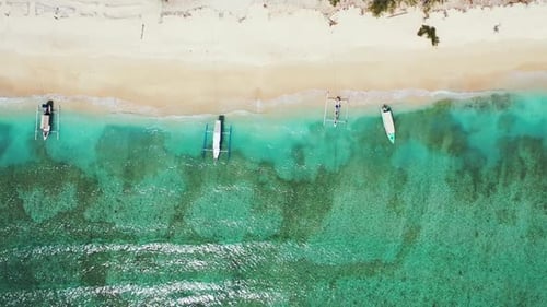 Aerial sky of luxury coast beach time by blue sea with white sandy background of adventure before su