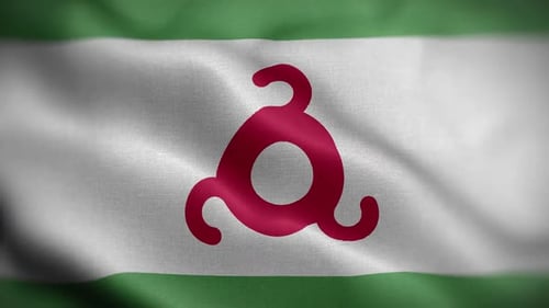 Waving Ingushetia Flag with Realistic Fabric Texture