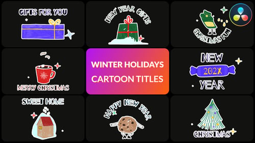 Títulos de dibujos animados para las fiestas de invierno | DaVinci Resolve