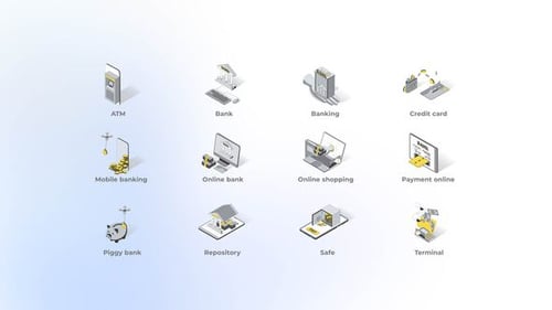 Animated Isometric Banking Icons Pack