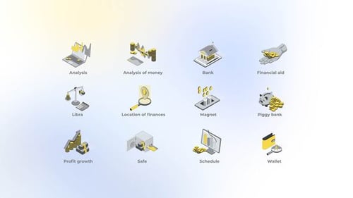 Animated Isometric Finance Icon Pack for Business Presentations