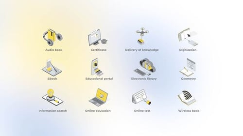 Educación en línea: Íconos isométricos