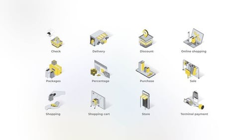 Animated Isometric Shopping & E-commerce Icons Pack