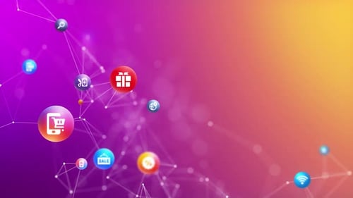 Animated E-commerce and Technology Icons Network Background