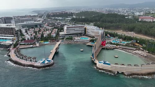 Infrastructure of hotels aerıal vıew Turkey Alanya 4K