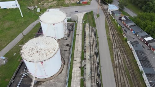 Oil tanks in industrial zone
