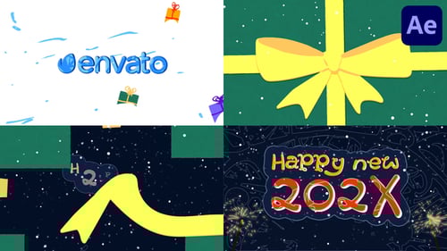 Animated Holiday Logo Reveal with Gifts and Fluid Shapes