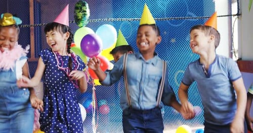 Kids Celebrate Birthday Party with Joyful Dancing