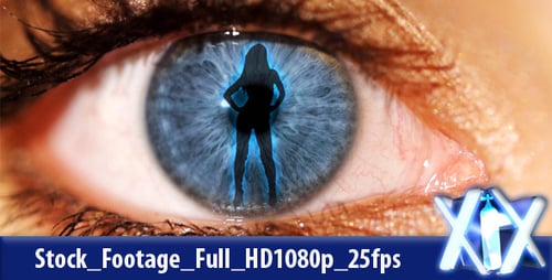 Woman Dancing Reflected in Close Up Blue Eye