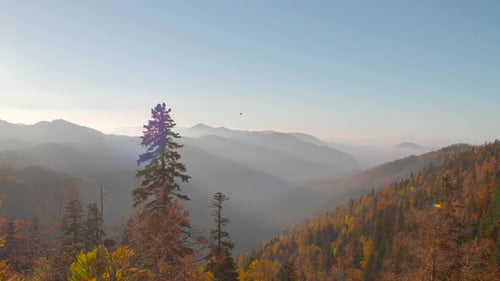 Breathtaking Mountain Vista in Autumn Aerial Shot