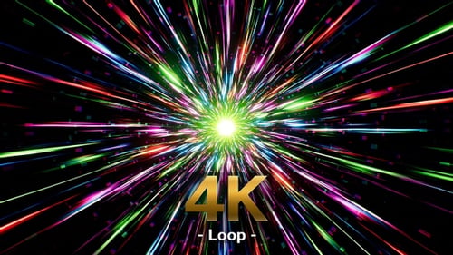 Burst Out VJ Hintergrund mit mehrfarbigem Light Streak 4K