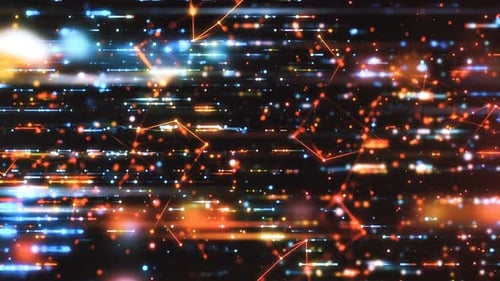 Abstract Data Network Flow with Glowing Particles